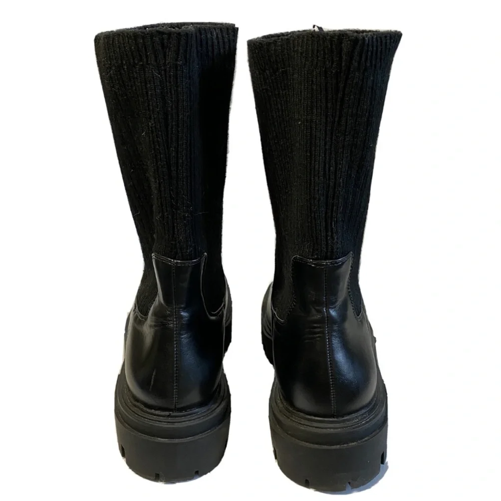 ZARA Lug Sole Chelsea Sock Boot In Black - Picture 5 of 8
